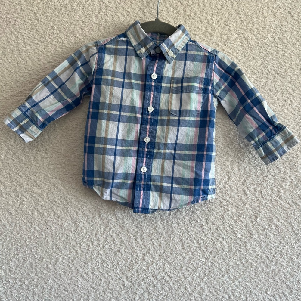 Janie And Jack Infant Button Down Dress Plaid Shirt Size‎ 3-6 Months